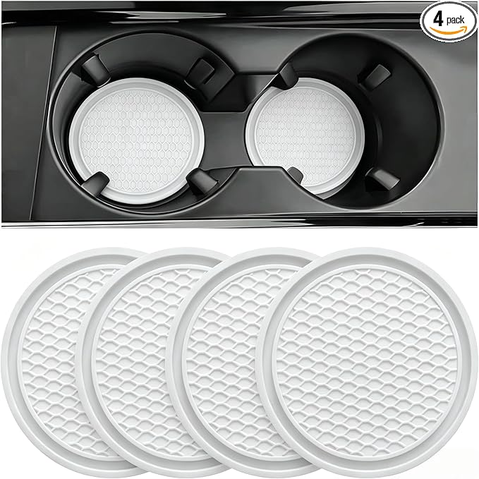 ZSDY Car Cup Coaster, 4PCS Universal Auto Non-Slip Cup Holder Embedded in Ornaments Coaster, Car Interior Accessories Sets, White by ZSDY