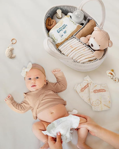 Maliton Baby Diaper Caddy Organizer, Cotton Rope Diaper Caddy Basket, Large Storage Basket for Newborn Boys and Girls, Gift for Baby Shower List, Newborn Essentials | 100% Cotton Rope Baby Caddy, Soft Yet Structured, Nursery, Car & Camping Use, Keeps B... - Image 5