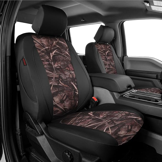 EKR F150 Seat Covers Custom Fit for (2 Door,SuperCab) 2015-2020 Ford F150 XL/XLT/Lariat & 2017-2022 F250/F350 SuperDuty XL/XLT/Lariat Full Set-Faux Leather(Black/Reed Camo) by EKR