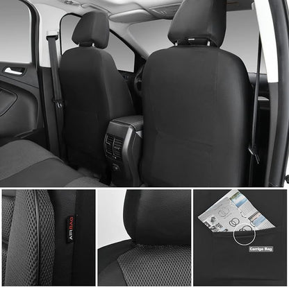 CAR PASS Leather 3D Foam Back Support Car Seat Covers Full Set Air Mesh Automotive Seat Covers, All Season Car Seat Cover Fit Automotive,SUV,Sedan,Van, Airbag Compatible Elegance (Black Charcoal Gray) - Image 3
