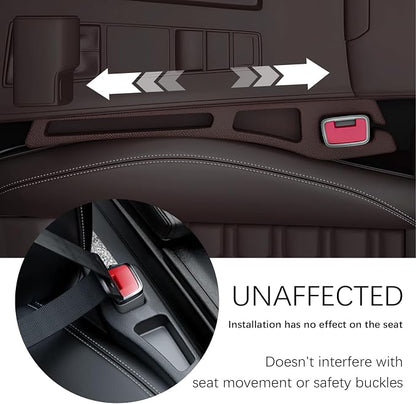 2PCS Car Seat Gap Filler Organizer,2 in 1 Car Gap Filler (Brown) | Multifunctional Design,Fill and Storage Function for Storing Phones Keys Cards,No Drop Seat Guard for Cars Suvs Trucks - Image 4