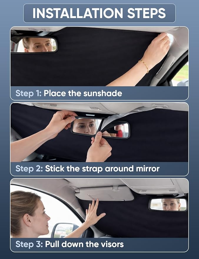 Autovir Windshield Sun Shade Fit for 2011-2021 2022 2023 Dodge Charger | Sunshade, Front Car Window Shades Sun Visor, Blocks UV Rays & Heat, Car Accessories - Image 4