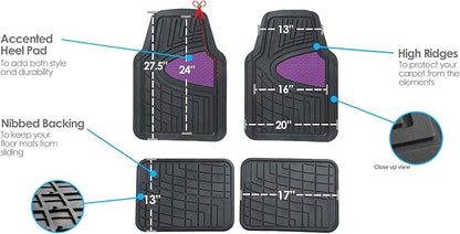 FH Group Premium Liners Tall Channel Trimmable All Weather Rubber Full Set Car Floor Mats (Purple) w. Trimmable All-Season Cargo Liner (Black) - Universal Fit for Cars Trucks and SUVs - Image 7
