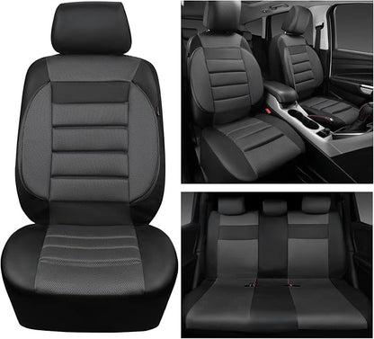 CAR PASS Leather 3D Foam Back Support Car Seat Covers Full Set Air Mesh Automotive Seat Covers, All Season Car Seat Cover Fit Automotive,SUV,Sedan,Van, Airbag Compatible Elegance (Black Charcoal Gray) - Image 5