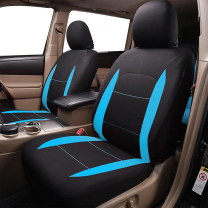 Flying Banner Car Seat Covers Front Seats Rear Bench Polyester car seat Protectors Easy installations Rear Bench Split Classic man Lady Truck (Full Set - Low Back - Combo Pack, Black Mint Blue) - Image 2