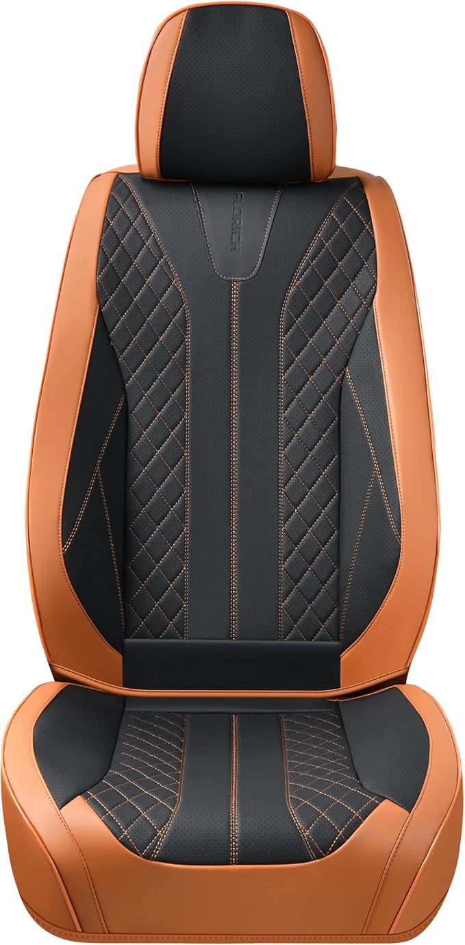 FLORICH Leather Seat Covers for Cars Front Car Seat Cover Premium Automotive Seat Covers Waterproof Car Seat Cushion Protector Universal Fit for Most Cars SUV Trucks, Brown&Black - Image 9