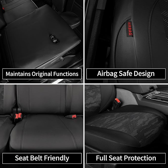 EKR F150 Seat Covers Custom Fit for (2 Door,SuperCab/Extended Cab) 2015-2020 Ford F150 XL/XLT/Lariat & 2017-2022 F250/F350 SuperDuty XL/XLT/Lariat Full Set-Faux Leather(Black/Gray Camo A122) - Image 7