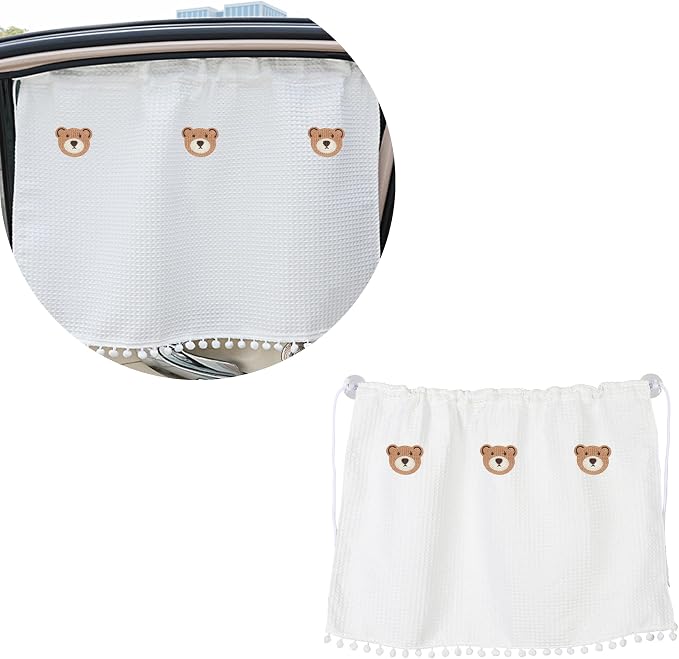 Car Side Window Sun Shade, Cute Blackout Car Window Shade Privacy Curtain for Baby, Automative UV Protection Window Shades with Suction Cup for Back Seat (Three Bears) - Image 2