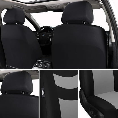 Universal Car Seat Covers for Front Seats, Cloth Front Car Seat Cover, Easy to Install, Breathable and Washable Universal Interior Covers for Auto, SUV, Sedan, Van, Airbag Compatible, Black & Grey - Image 7