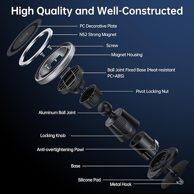 SYNCWIRE Mobile Phone Holder Car for MagSafe Car Holder Universal Magnetic Mobile Phone Holder Car Ventilation Car Mobile Phone Holder for iPhone 17 16 15 14 13 12 Pro Max Magsafe Case Smartphone | 360° Rotation, Super Strong Magnets, Car Vent Phone Mo... - Image 2