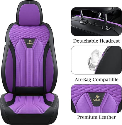 Leather Seat Covers for Car Waterproof Front Seat Covers 2 Pack Purple Car Seat Cover Universal Driver Seat Protector for Most Cars Trucks SUV - Image 4