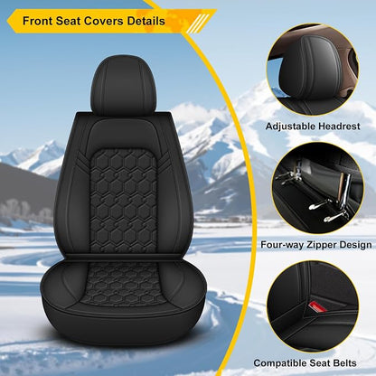 Front Seat Covers for Mazda CX-3 2016-2021 Faux Leather | Waterproof Breathable Scratch Resistant 360° Wrap Airbag Compatible Easy Clean (2 Seats,Black) - Image 4