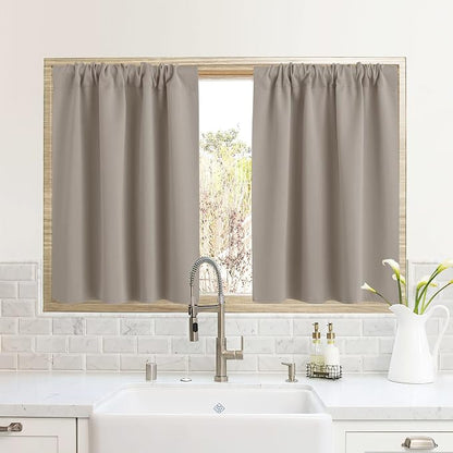 RYB HOME RV Curtains for Camper Windows, Mini Small Blackout Curtain Tiers | Thermal Insulated, Sunlight Heat Light Blocking, Privacy Portable Curtains for Travel Trailer, W34 x L24, Sand, 2 Panels by RYBHOME