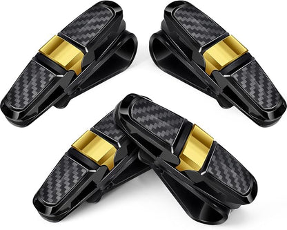 Boao 4 Pack Sunglasses Holder Car Visor Clip,Gold | Double-ended Design for Glasses and Tickets, 180 Degree Rotational Mount, Fits Sun Visors, Keeps Eyewear Accessible by Boao
