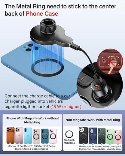 PZK Car Phone Mount for Toyota Tundra 2014-2021 Accessories Custom Air Vent | Magnetic 15W Fast Wireless Charger Car Phone Holder 360° Rotation Hands Free Fixed Clip Magsafe Tundra Cell Phone Cradles - Image 8