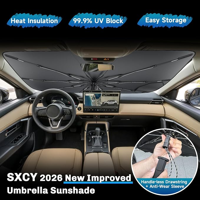 SXCY for 2026 Mazda CX5 Windshield Umbrella Sunshade [Easier Foldable] for 2026 Mazda CX5 Accessories 2026 CX-5 Sunshade Umbrella 2026 CX5 Windshield Umbrella Sun Shade - Image 3