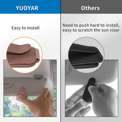 Yuoyar 2 Packs Magnetic Sunglass Holder for Car Visor (Pink) | Magnetic Interior Car Accessories - Image 3