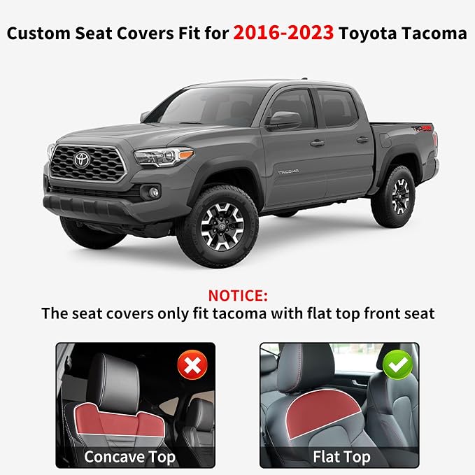 Truckiipa Full Set Leather Seat Covers Fit for Toyota Tacoma Full Coverage Waterproof Seat Covers Cushion Protector Fit for 2016-2023 Toyota Tacoma Double Crew Cab, Full Set, Black&Blue - Image 8