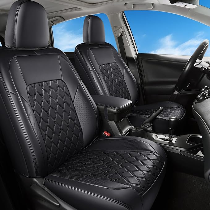 Huidasource Car Seat Covers Fit for Toyota RAV4, Full Coverage Waterproof Leather Seat Cushion Covers Full Set Fit for 2013-2018 Toyota Rav4 XLE LE XLE Premium Limited (Not for Hybrid, Black) by Huidasource