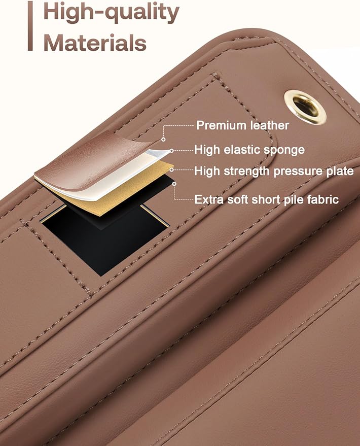 Universal Fit Premium Leather Car Seat Gap Filler Organizer, Center Console Organizer with Card Slots, Clever Gifts for Car SUV Truck Owners (Brown, 1 Pack) - Image 5