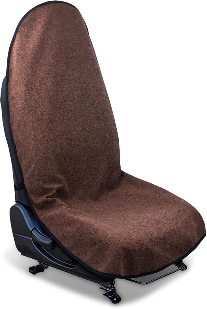 Waterproof Sweating Car Seat Cover for Post Gym Workout, Running, Swimming, Beach and Hiking, Universal Fit Non-Slip Bucket Seat Protector for Cars SUV Trucks, Machine Washable (Brown) by DECKALY