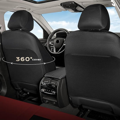 Coverado Car Seat Covers Front Seats, Luxury Leather Car Seat Covers, Automotive Mesh Seat Covers 2 Pack, Airbag-Compatible, Black Red Seat Covers for SUV Sedan Truck - Image 2
