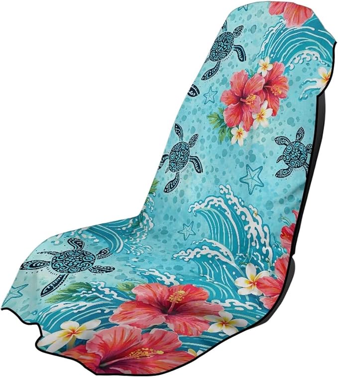 SEANATIVE Car Seat Towel Covers - Breathable Sweat Absorbing Automotive Seat Protectors for Gym, Camping & Pet Transport (Fits SUV/Truck), Hawaii Turtle Print by SEANATIVE