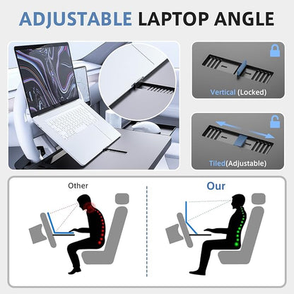 Steering Wheel Tray, Car Food Tray, Car Desk for Laptop, Multipurpose Car Table for Eating & Work, Adjustable Car Tray with Drawer and Anti-Slip Protective Adhesive - Image 4