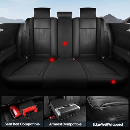 AOOG Car Seat Covers Custom Fit for Ford F150 2009-2026, Faux Leather Seat Cover Set for 2017-2025 F250 F350 F450, Accomodating Regular Cab Super Cab Super Crew Pickup Truck Cushions(Black, Full Set) - Image 3