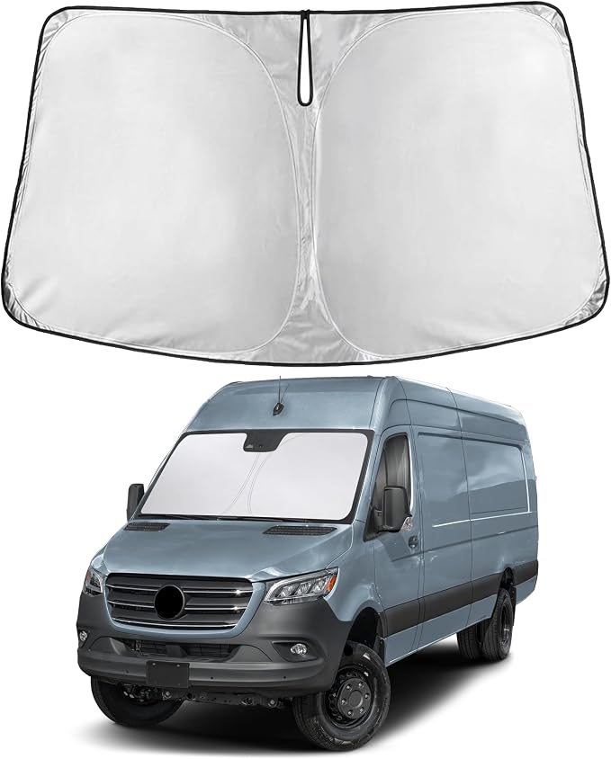 Windshield Sunshade Fits 2007-2026 Freightliner/Mercedes Benz Sprinter | Sun Shade, Front Car Window Shades Sun Visor, Blocks UV Rays & Heat, Car Accessories by Autovir