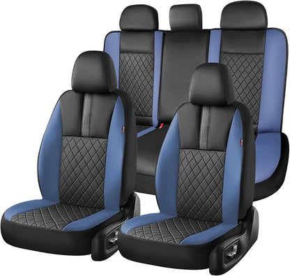 Coverado Car Seat Covers Full Set, Automotive Leather Seat Covers for Car，Universal Fit Front Back Seat Cover, Non-Slip Waterproof Breathable Car Seat Protector by COVERADOAUTO