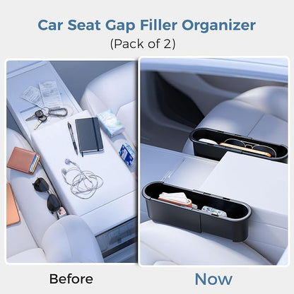 Car Seat Gap Filler Organizer 2 Pack, Adjustable Seat Side Storage Box | Easy‑Install Car Console Side Pocket, Car Interior Accessories for Phone Keys Sunglasses, Gentle on Leather Seats - Image 2
