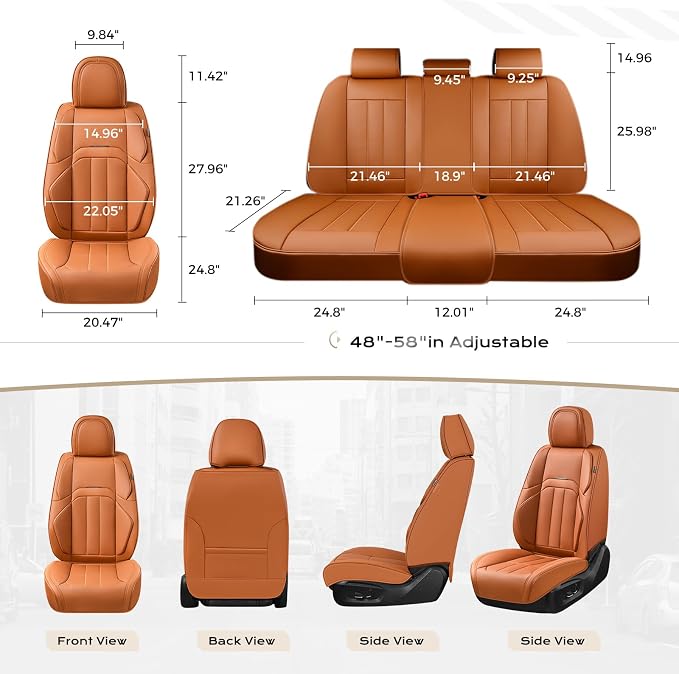 Coverado Nappa Leather Car Seat Covers Front Set, Luxury Waterproof Seat Protectors, Airbag Compatible Anti‑Slip Auto Seat Covers, Universal Fit for Most Cars SUVs Trucks Pickup Vehicles - Image 5