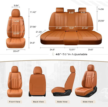 Coverado Nappa Leather Car Seat Covers Front Set, Luxury Waterproof Seat Protectors, Airbag Compatible Anti‑Slip Auto Seat Covers, Universal Fit for Most Cars SUVs Trucks Pickup Vehicles - Image 5