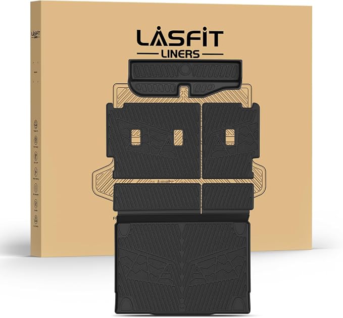 LASFIT Cargo Mats+Rear Back Seat Protector for Ford Bronco 4-Door 2021-2026 | All Weather TPE Trunk Liner+Underfloor Storage Mat+Backrest Cover Custom Fit Easy Clean, Not Fit Bronco Sport or 2 Door by LASFIT