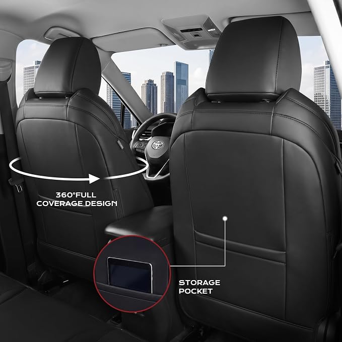 Coverado RAV4 Seat Covers Full Set Custom Fit for RAV4 2019-2025 SE, XSE | Car Seat Covers for Toyota RAV4 2019-2025(Hybrid/Prime/PHEV) SE/XSE, Easy Install & Waterproof & Airbag Compatible - Image 3