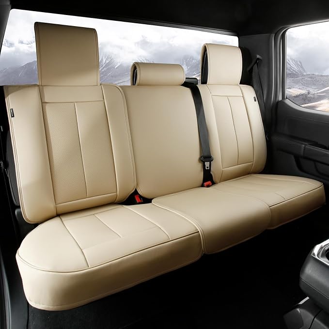 Coverland Custom SUV Car Seat Covers for 1998-2008 Subaru Forester | Premium Waterproof Faux Leather Non-Slip Memory Foam Airbag Compatible Custom Fit Interior Protector [Rear Seat-Beige] by Coverland