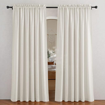 RYB HOME Linen Textured Sheer Curtains 84 inches Long for Living Room | Privacy Semi-Transparent Sheer, Window Curtains for Bathroom, French Door, Rod Pocket, Linen, W70 x L84, 1 Pair by RYBHOME