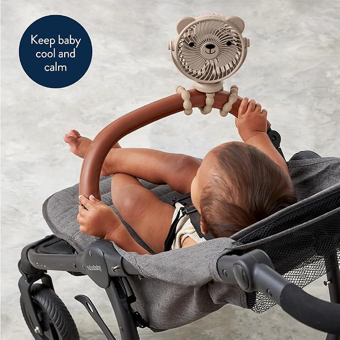 Itzy Ritzy Baby Stroller Fan, Rechargeable Fan with Wraparound Legs (Bear) | 360° Swivel, Flexible Wraparound Legs Attach to Strollers & Car Seats, USB Rechargeable with 3 Speeds for Cooling On the Go - Image 3