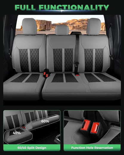 RIDEPOSH for Ford F150 Leather Seat Covers, SuperCrew XL XLT 2021-2026 | Fits F250 F350 Super Duty Crew Cab 2023-2026, Custom Fit, Bucket Seat, Stain Resistant, Airbag Compatible, Easy-Clean - Image 4