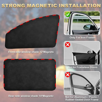 Magnetic Suede Car Window Shades, 4PCS Side Window Covers | Blocks UV Rays and Heat, Full Blackout Privacy Protection, Ideal for Baby Sleep and Car Camping, Universal Fit - Image 6
