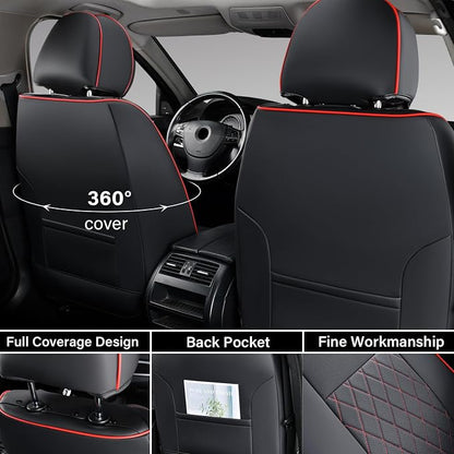 Coverado Tacoma Front Seat Covers, Leather Seat Covers for Cars Custom Fit for 2016-2023 Toyota Tacoma Double & Crew Cab, Waterproof Covers Seat Protector (Front, Red) - Image 2