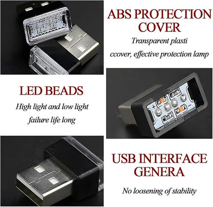 4PCS USB LED Car Interior Atmosphere Light, Plug-in USB Interface Vehicle Ambient Lamp, Automotive Interior Night Decoration Lamp, Universal for SUV Automobile Truck (Pink Purple) - Image 3