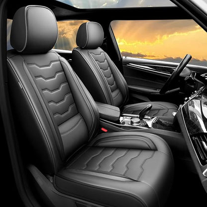 Fit Kicks Car Seat Covers Premium Leather Compatible with Nissan Kicks 2018 2019-2026 (5 Seats Full Set Waterproof Breathable All-Weather Seat Cushion Protector（5 Seats Black） by Unknown