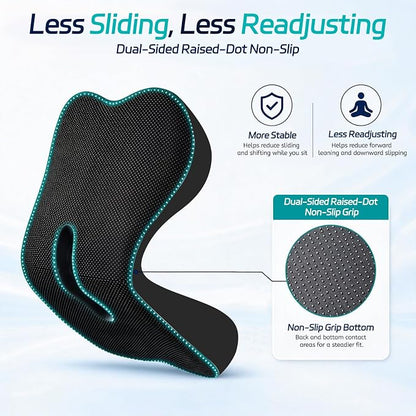 Seat Cushion & Back Support for Tailbone and Lower Back Relief | Higher Back for Stable Lower-Back Support / Dual-Sided Grip Keeps It in Place / Support Without Sinking / Durable / Washable - Image 5