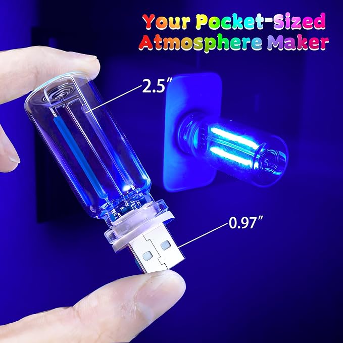 4 PCS USB Touch Dimmable Retro Glass Bottle Car Night Light | Portable design, 4 Blue, fits car interior, bedroom, hallway, indoor outdoor decor - Image 3