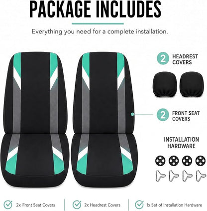 FH Group Front Set Cloth Car Seat Covers for Low Back Car Seats with Removable Headrest, Universal Fit, Airbag Compatible, Seat Cover for SUV, Sedan, Van, Mint - Image 7