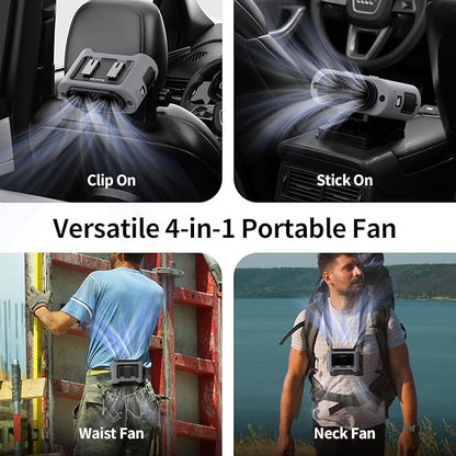 Socool Portable Car Fan - 14500mAh Rechargeable Battery Opearated, Clip on Car Seat Headrest 360 Rotatable, 5-Speed Backseat Fans for Baby Rear Facing Cooling with Dual Air Outlets for SUV RV Truck - Image 6