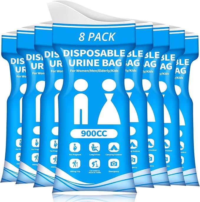 Disposable Urine Bag for Travel - 900ML Portable Pee Bags for Women Men 8/12/20/24/28 PCS Emergency Vomit Bags Urinal Toilet for Car Camping, Road Trip,Traffic Jam, Pregnant, Kid, Patient by HOKINETY