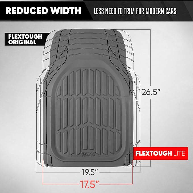 MotorTrend FlexTough Gray Car Floor Mats Rubber All Weather Automotive 2pc | Front Floor Mats for Cars - Waterproof Grey Car Mats Accessories Universal Fits Most Sedans, Compact SUV, Small Trucks - Image 4